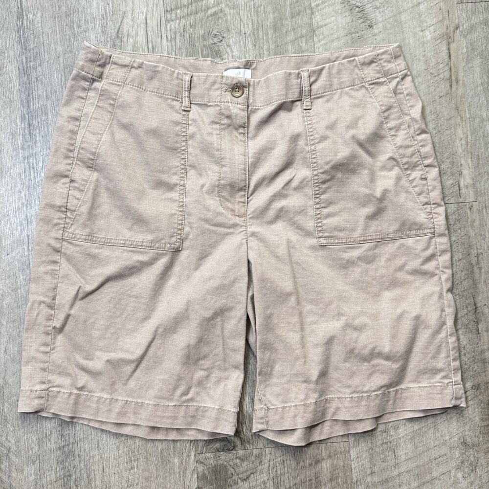 J.Jill Shorts Women 14 Tan Cotton Tencel Blend Pockets Bermuda Boho Plus Size